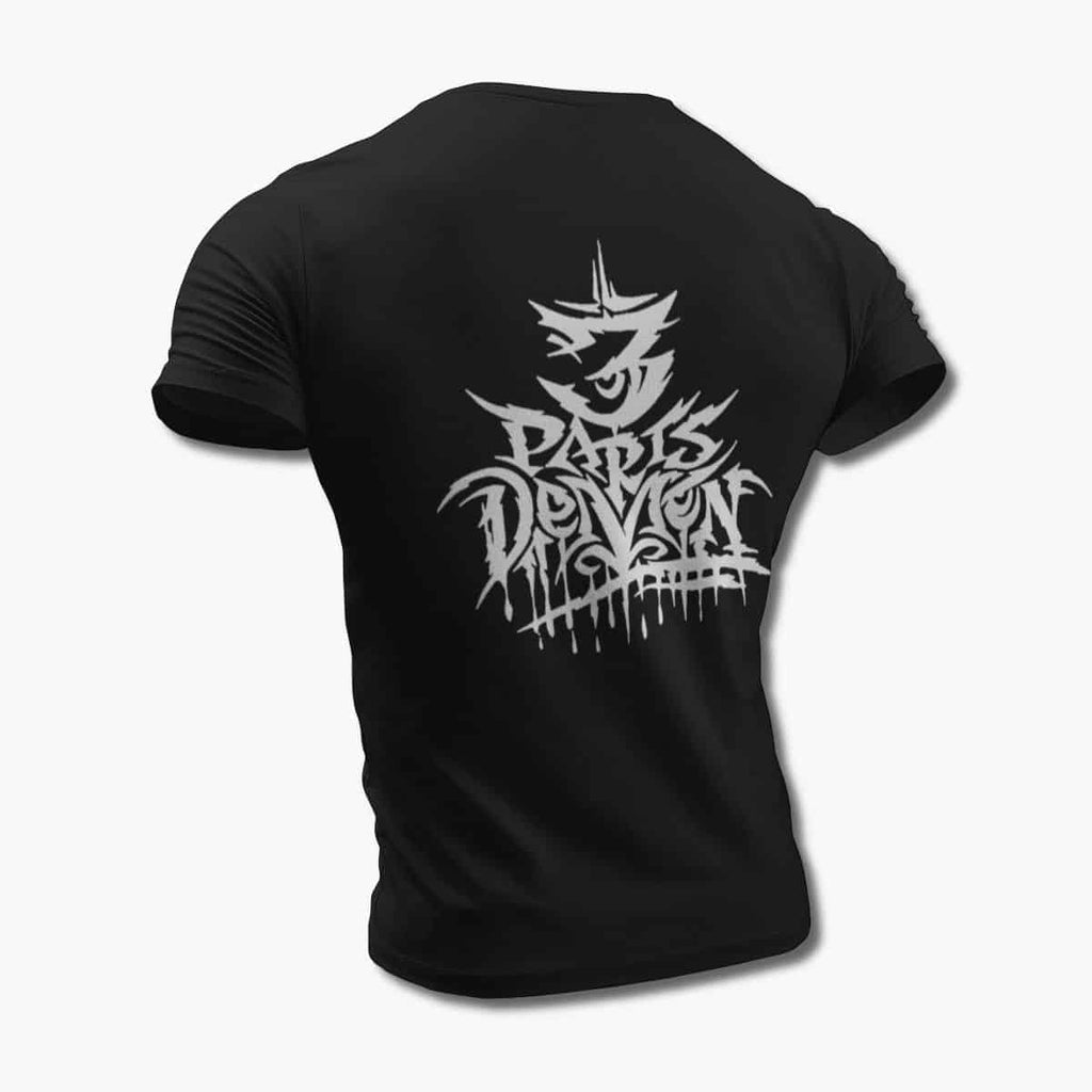3 Parts Demon Band T-Shirt, 3 Parts Demon Logo Black Tee Shirt, Progressive Death Metal Merchandise