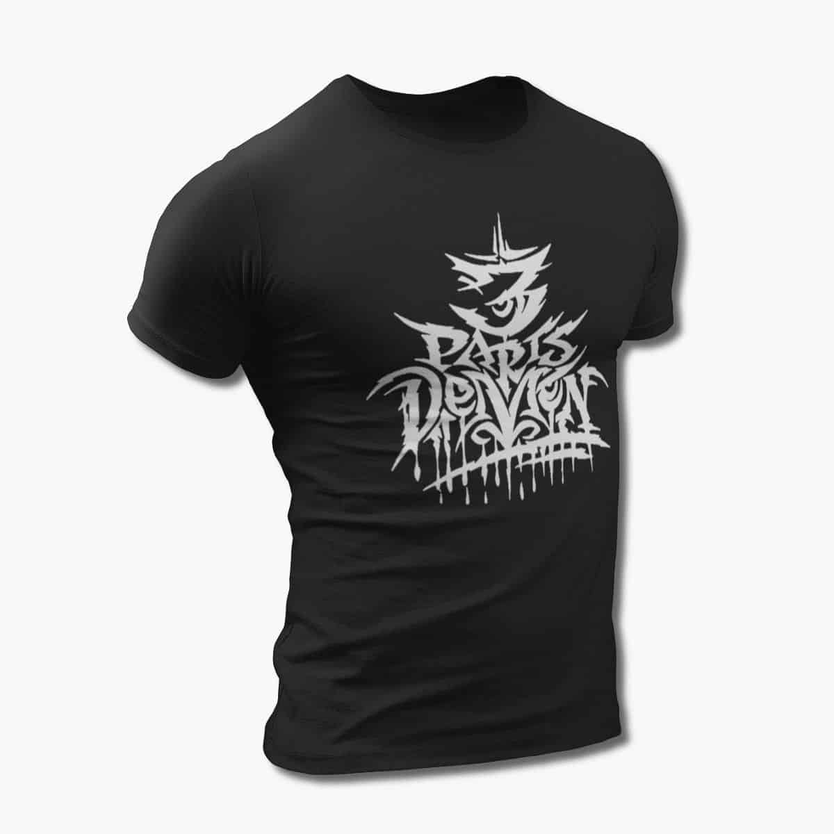 3 Parts Demon Band T-Shirt, 3 Parts Demon Logo Black Tee Shirt, Progressive Death Metal Merchandise