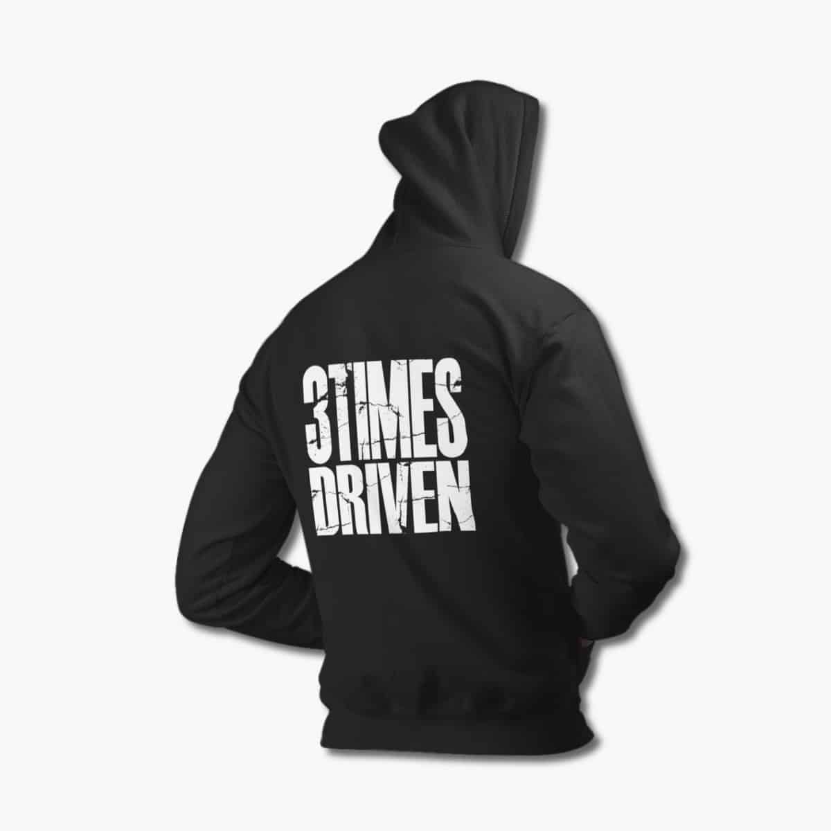 3 Times Driven Hoodie, 3 Times Driven Logo Black Hoodie, Heavy Metal Merchandise