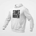 3 Times Driven Hoodie, 3 Times Driven Logo White Hoodie, Heavy Metal Merchandise