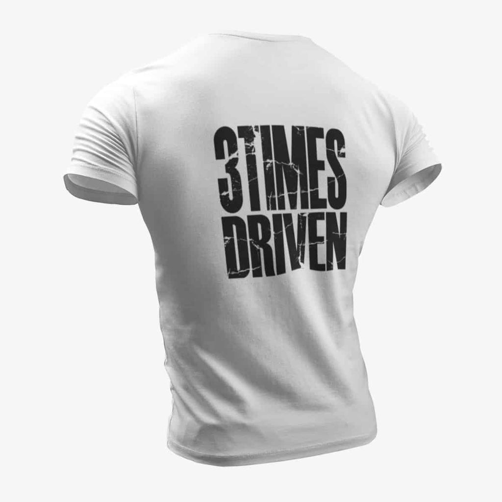 3 Times Driven T-Shirt, 3 Times Driven Logo White T-Shirt, Heavy Metal Merchandise