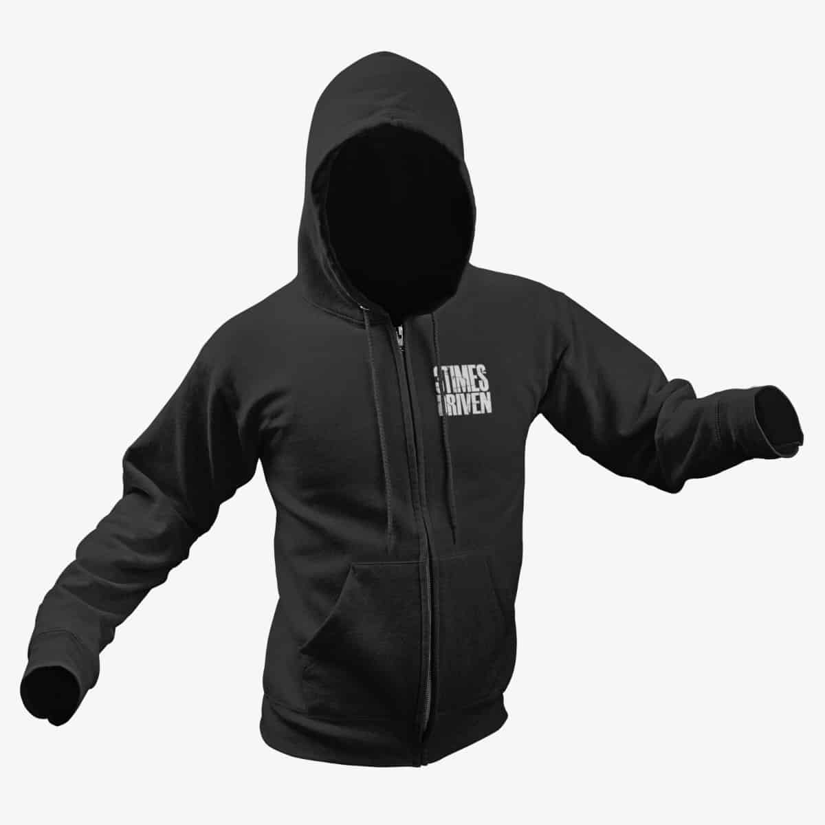 3 Times Driven Zip Hoodie, 3 Times Driven Logo Black Zipper Hoodie, Heavy Metal Merchandise
