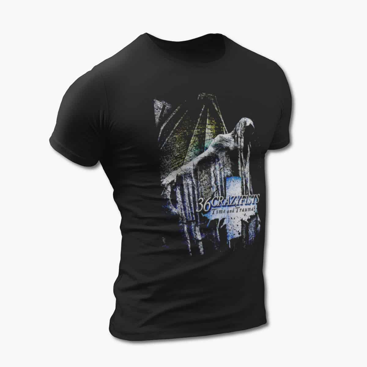 36 Crazyfists T-Shirt, 36 Crazyfists Time And Trauma Black Tee Shirt, Alternative Metal Merchandise