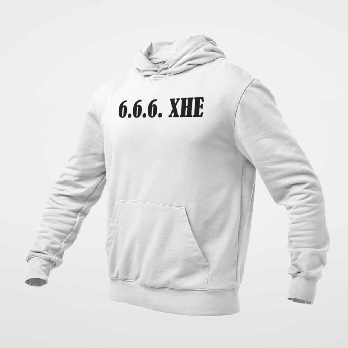 666 XHE Hoodie, 666 XHE Logo White Hoodie, Heavy Metal Merchandise