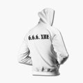 666 XHE Zip Hoodie, 666 XHE Logo White Zipper Hoodie, Heavy Metal Merchandise