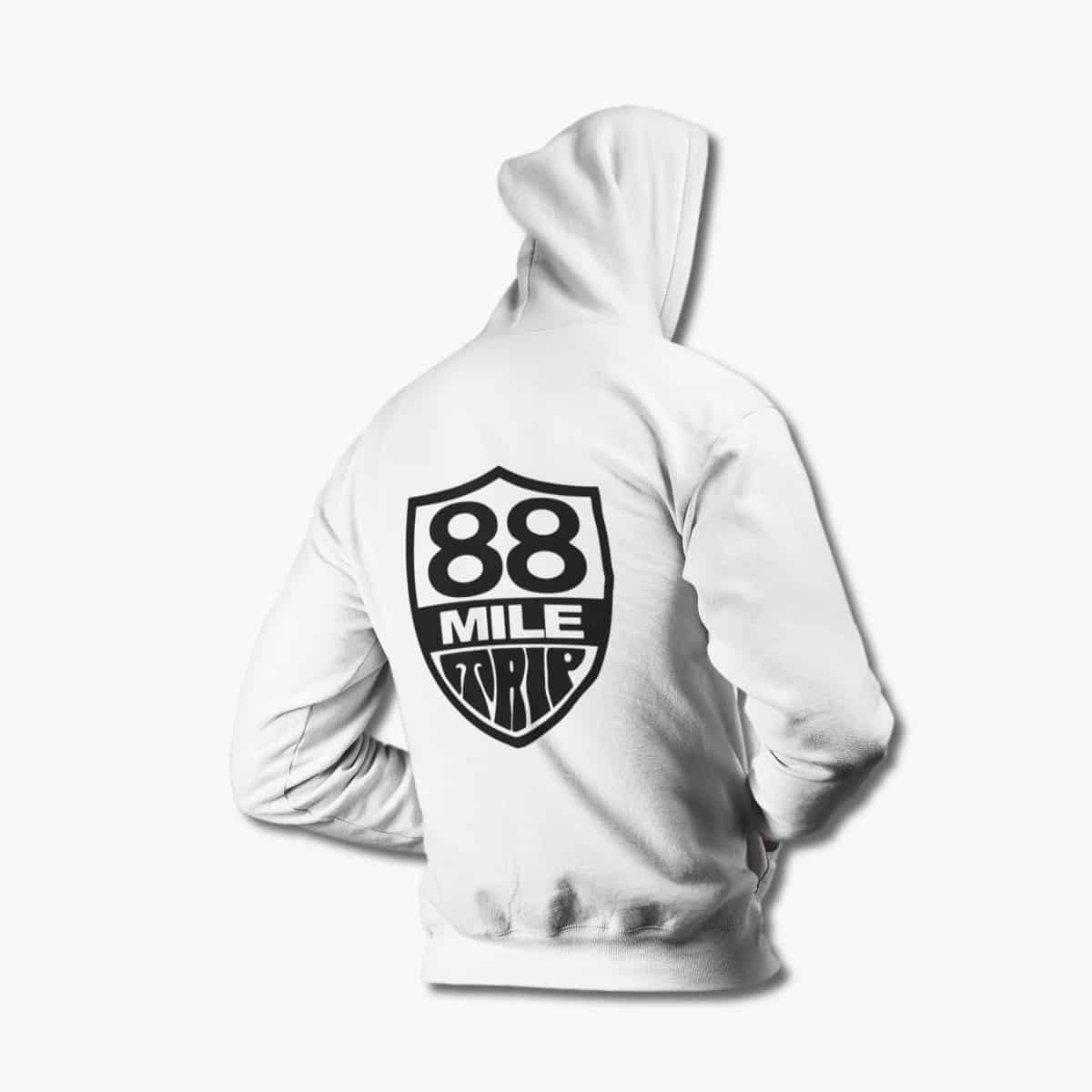 88 Mile Trip Hoodie, 88 Mile Trip Logo White Hoodie, Stoner Metal Merchandise