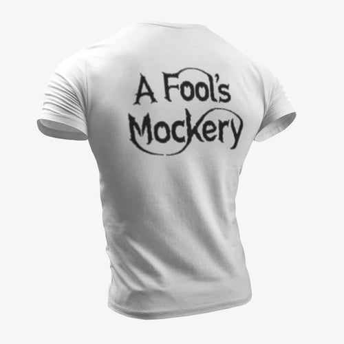 A Fool’s Mockery T-Shirt, A Fools Mockery Logo White T-Shirt, Progressive Metal Merchandise