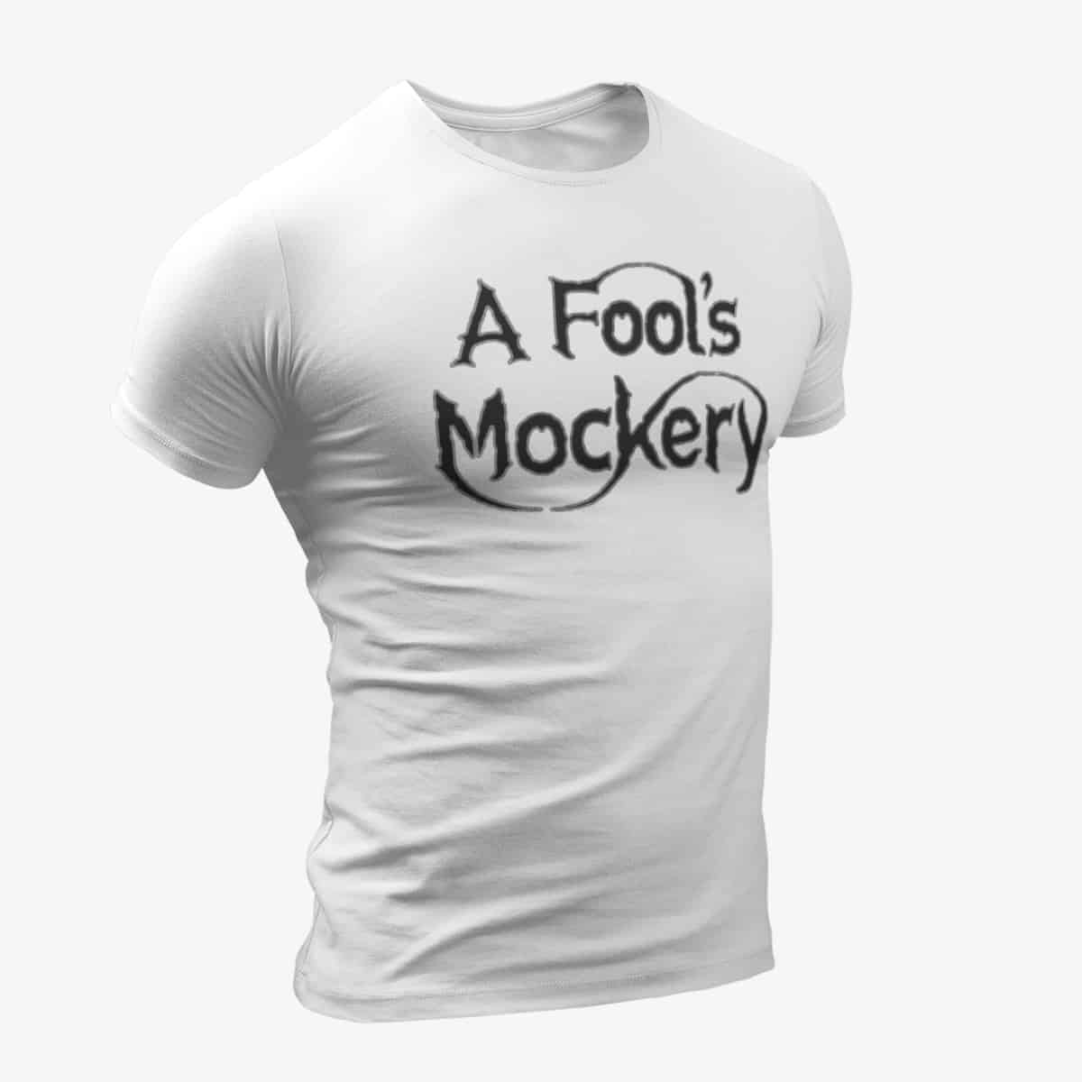 A Fool’s Mockery T-Shirt, A Fools Mockery Logo White T-Shirt, Progressive Metal Merchandise