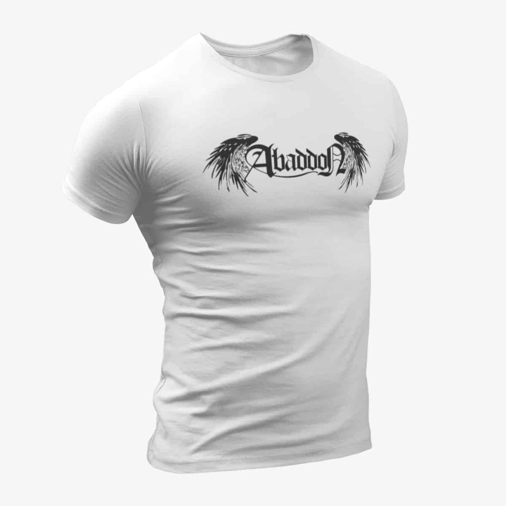 Abaddon T-Shirt, Abaddon Logo White T-Shirt, Heavy Metal Merchandise
