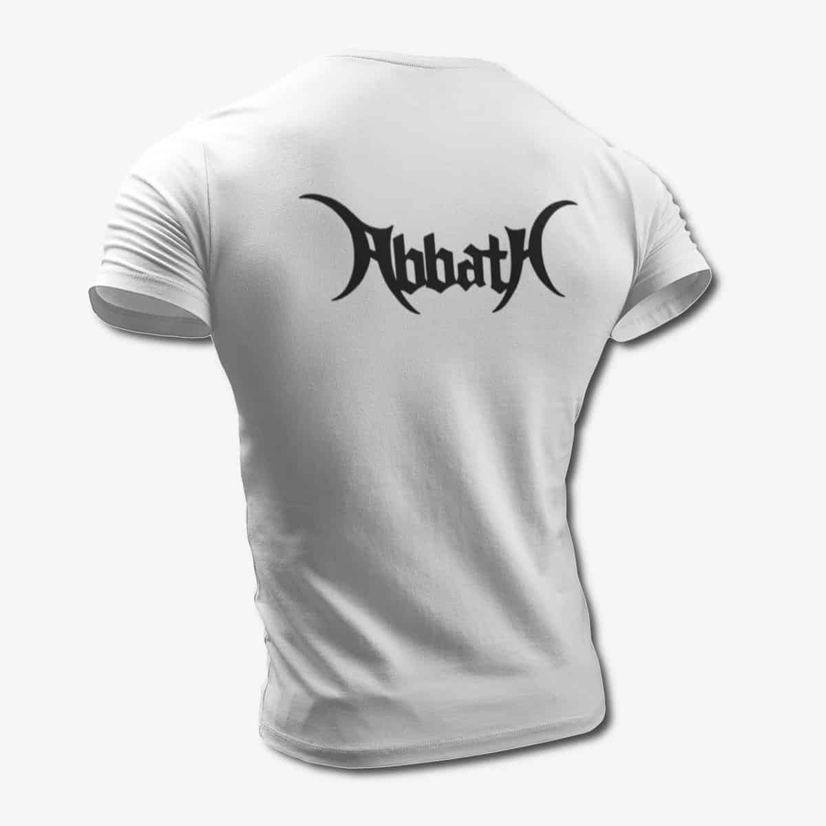 Abbath T-Shirt, Abbath Band Logo White Tee Shirt, Black Metal Merchandise