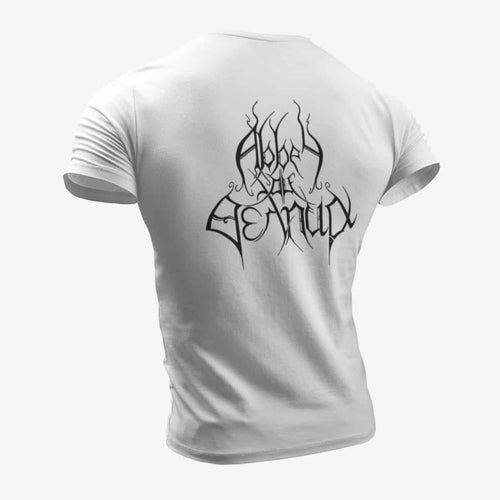 Abbey ov Thelema T-Shirt, Abbey ov Thelema Logo White T-Shirt, Avant-garde Black Metal Merchandise