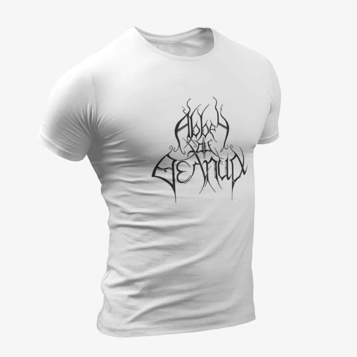 Abbey ov Thelema T-Shirt, Abbey ov Thelema Logo White T-Shirt, Avant-garde Black Metal Merchandise