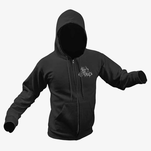 Abbey ov Thelema Zip Hoodie, Abbey ov Thelema Logo Black Zipper Hoodie, Avant-garde Black Metal Merchandise