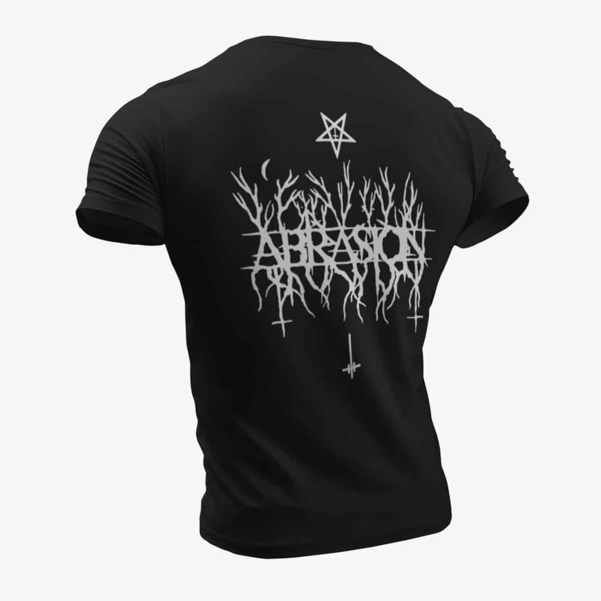 Abrasion T-Shirt, Abrasion Logo Black T-Shirt, Raw Black Metal Merchandise