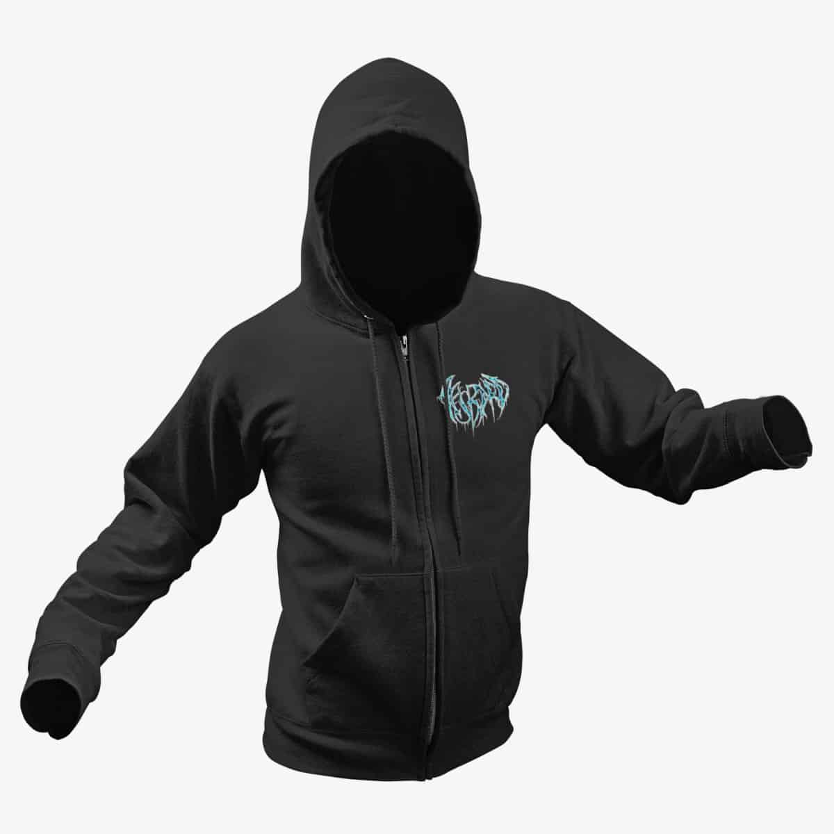 Aesbard Zip Hoodie, Aesbard Logo Black Zipper Hoodie, Viking Metal Merchandise