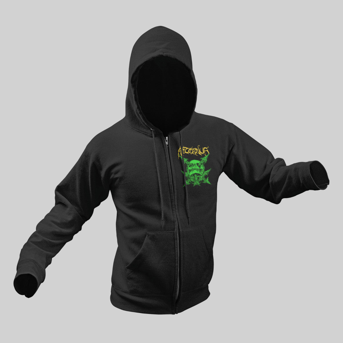 Aeternus Zip Hoodie, Aeternus Artwork Black Zip Sweatshirt