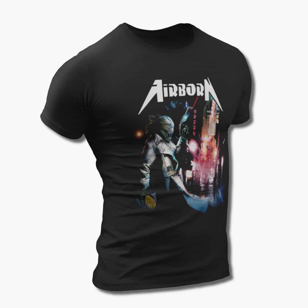 Airborn Band T-Shirt, Airborn Lizard Secrets Artwork Black Tee Shirt, Heavy Metal, Power Metal Merchandise
