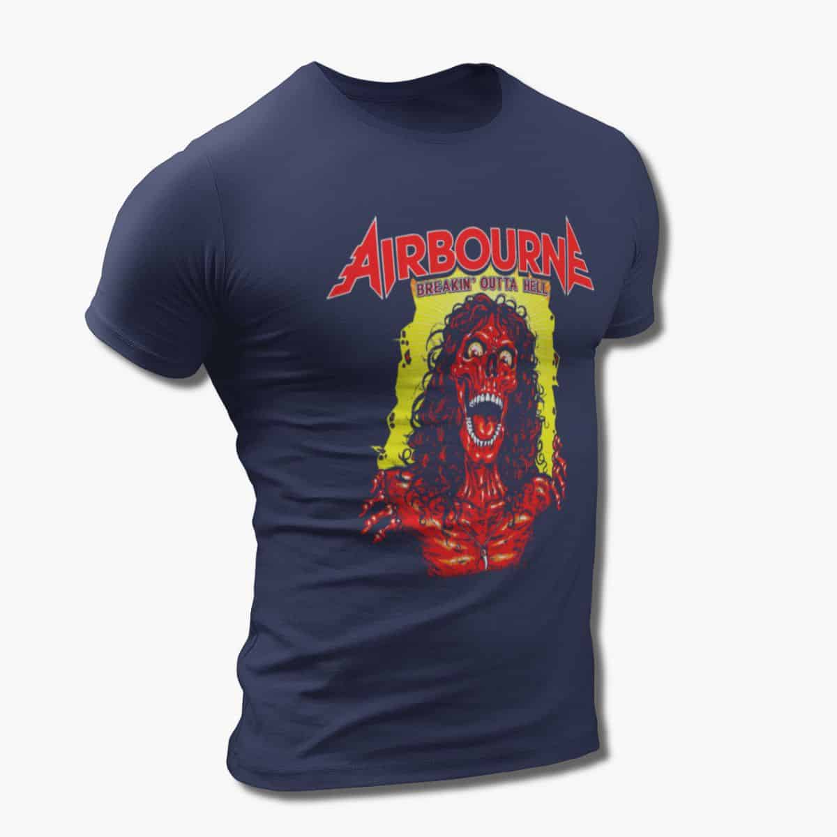 Airbourne Band T-Shirt, Airbourne Breakin’ Outta Hell Artwork Tee Shirt, Hard Rock Merchandise