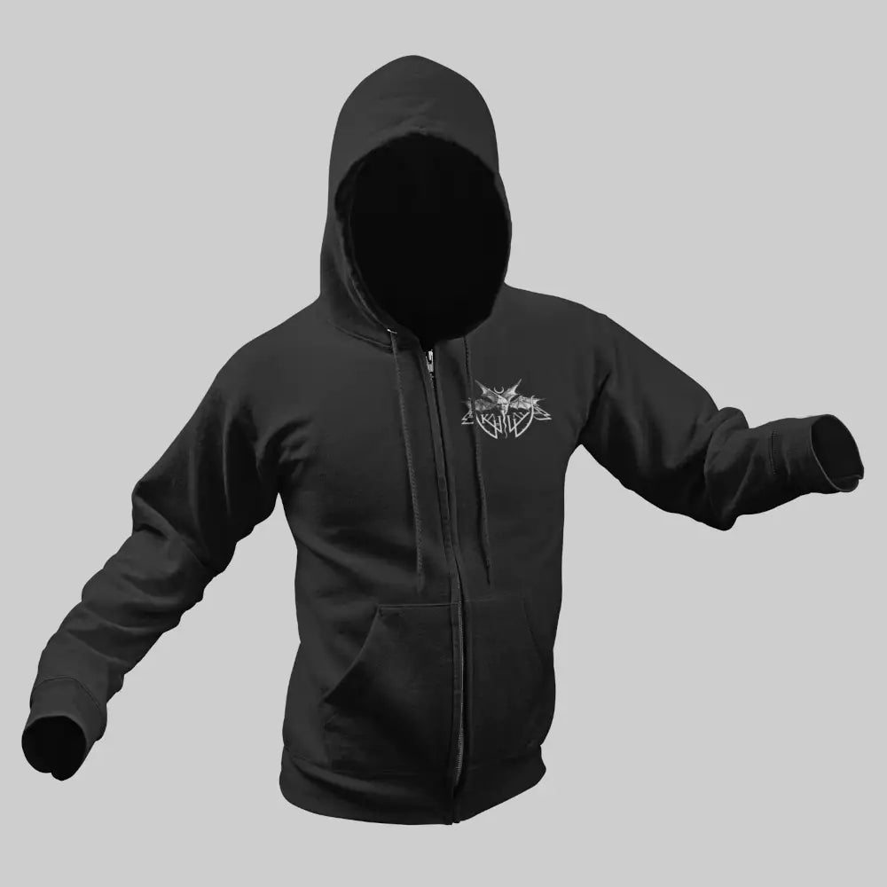 Akhlys Zip Hoodie, Akhlys Logo Black Zip Sweatshirt