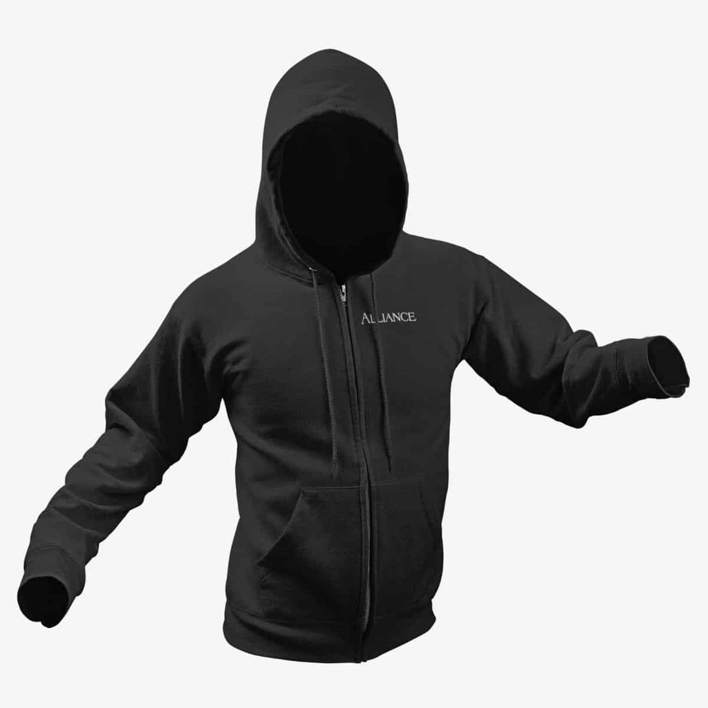 Alliance Zip Hoodie, Alliance Logo Black Zipper Hoodie, Heavy Metal Merchandise