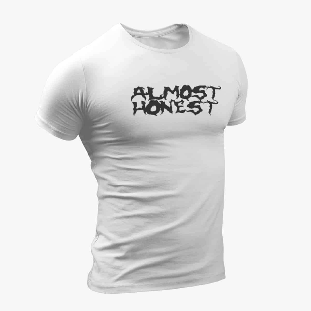 Almost Honest T-Shirt, Almost Honest Logo White T-Shirt, Stoner Metal Merchandise