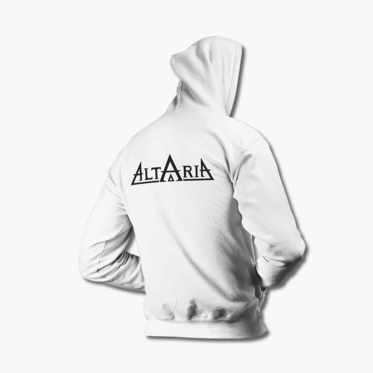 Altaria Zip Hoodie, Altaria Logo White Zipper Hoodie, Melodic Power Metal Merchandise