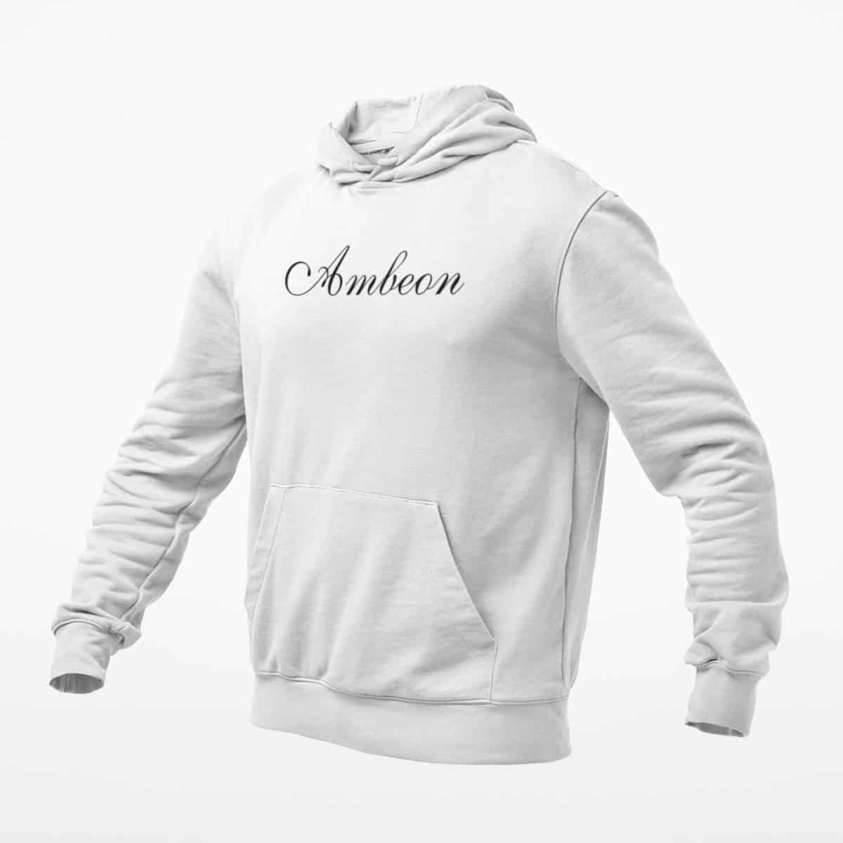 Ambeon Hoodie, Ambeon Logo White Hoodie, Progressive Rock Merchandise