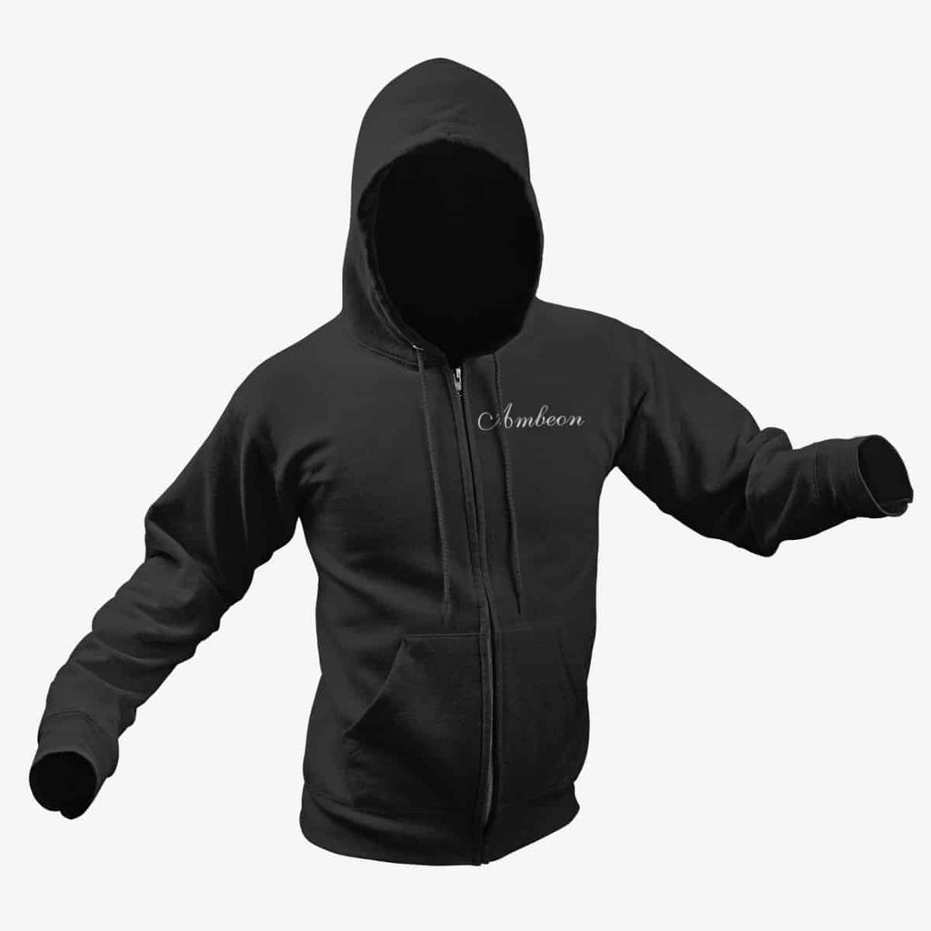 Ambeon Zip Hoodie, Ambeon Logo Black Zipper Hoodie, Progressive Rock Merchandise