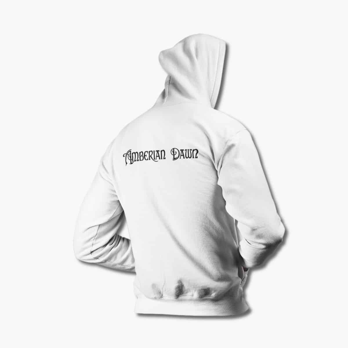 Amberian Dawn Hoodie, Amberian Dawn Logo White Hoodie, Neoclassical Power Metal Merchandise