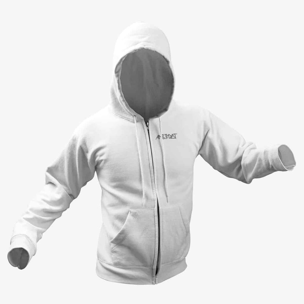 Amethyst Zip Hoodie, Amethyst Logo White Zipper Hoodie, Hard Rock Merchandise