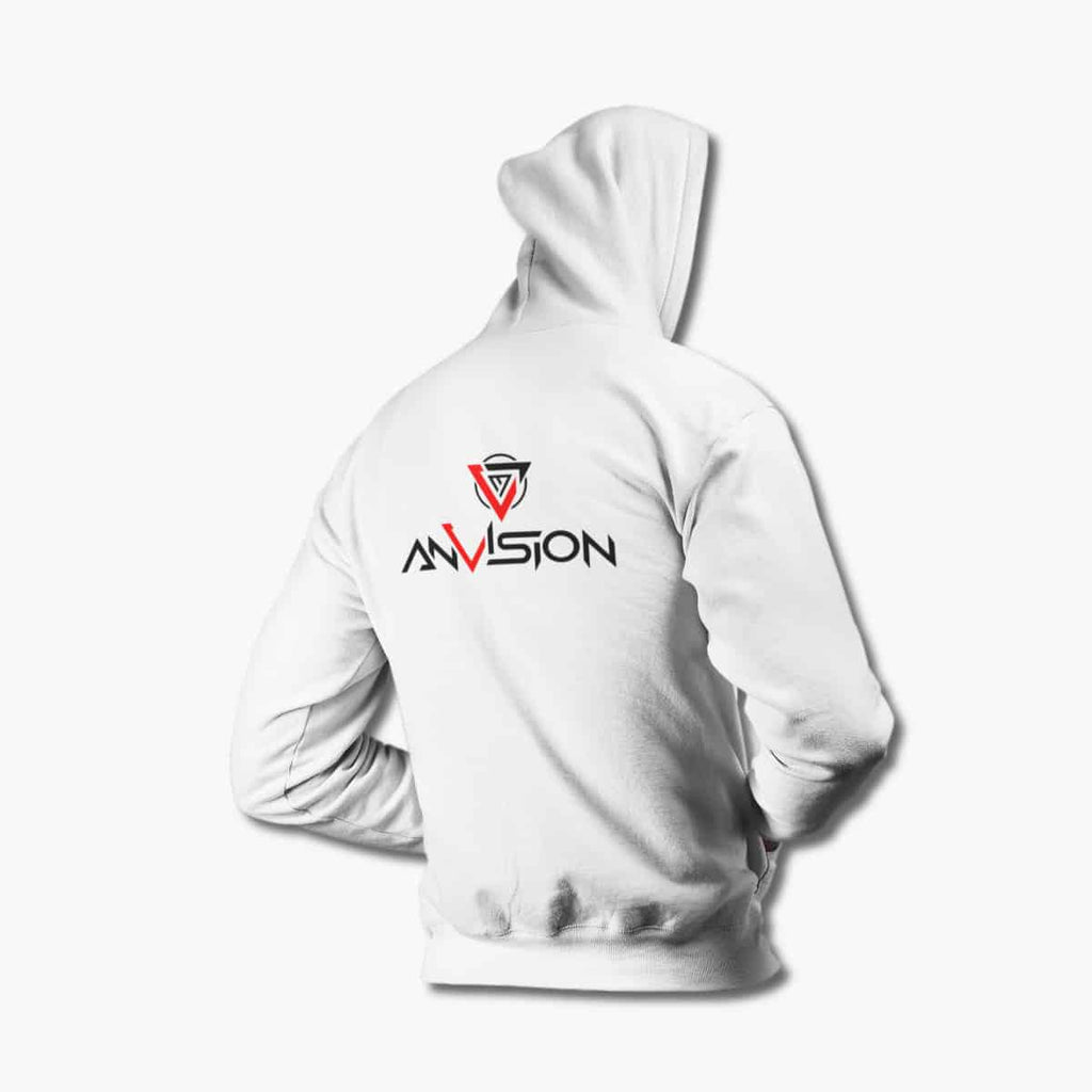AnVision Hoodie, AnVision Logo White Hoodie, Progressive Metal Merchandise