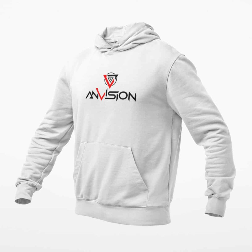 AnVision Hoodie, AnVision Logo White Hoodie, Progressive Metal Merchandise