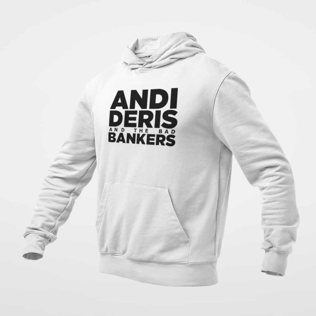 Andi Deris and the Bad Bankers Hoodie, Andi Deris and the Bad Bankers Logo White Hoodie, Hord Rock Merchandise