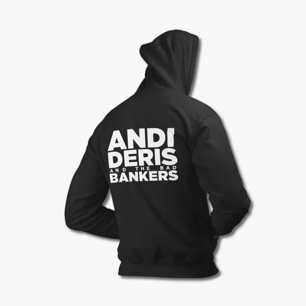 Andi Deris and the Bad Bankers Zip Hoodie, ADATBB Logo Black Zipper Hoodie, Hard Rock Merchandise