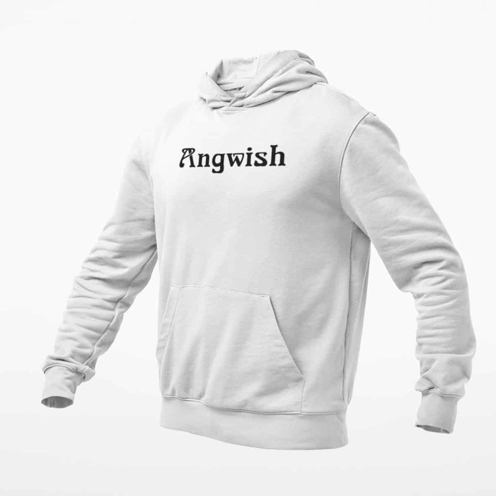 Angwish Hoodie, Angwish Logo White Hoodie, Progressive Metal Merchandise
