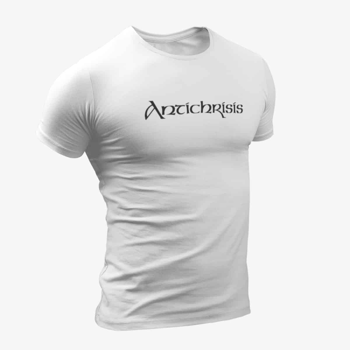 Antichrisis T-Shirt, Antichrisis Logo White T-Shirt, Black Metal Merchandise