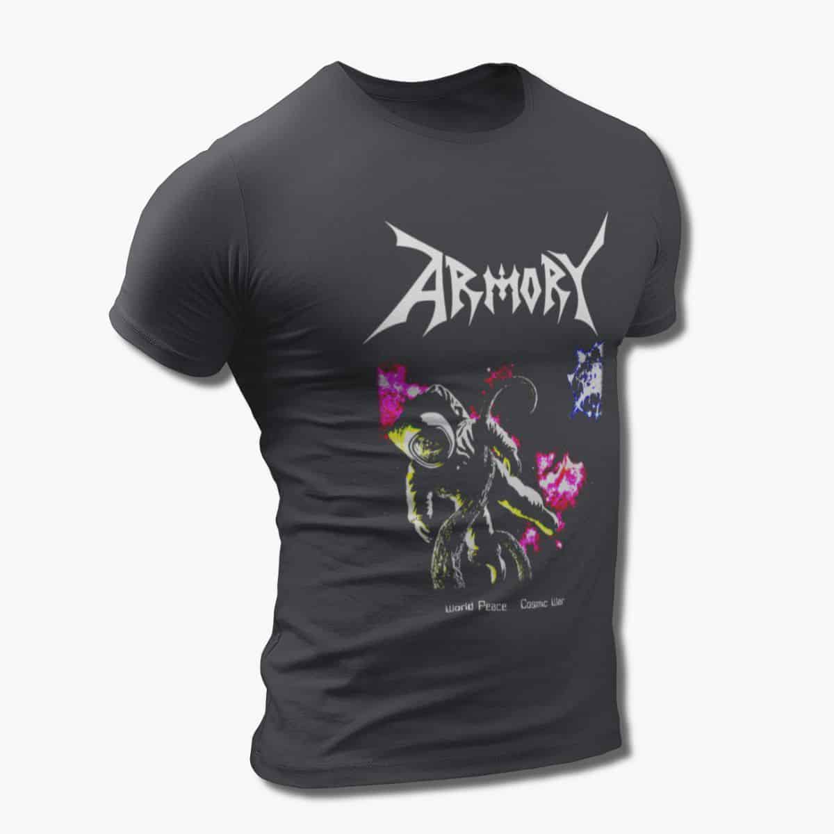 Armory Band T-Shirt, Armory World Peace Cosmic War Artwork Tee Shirt, Speed Metal Merchandise