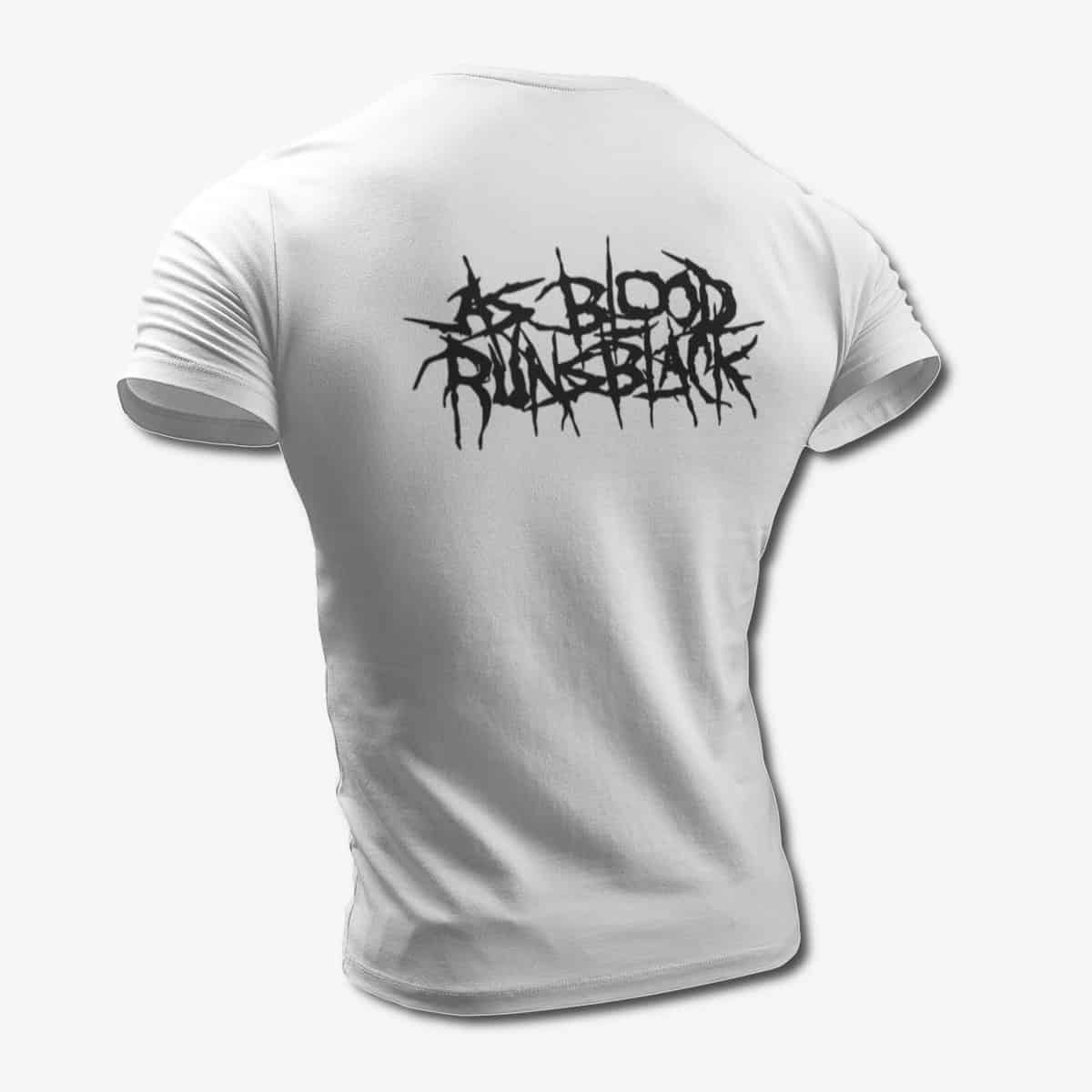 As Blood Runs Black T-Shirt, As Blood Runs Black Logo White Tee Shirt, Melodic Deathcore Merchandise