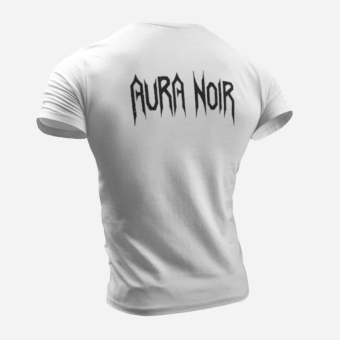 Aura Noir T-Shirt, Aura Noir Logo White T-Shirt, Thrash Metal Merchandise