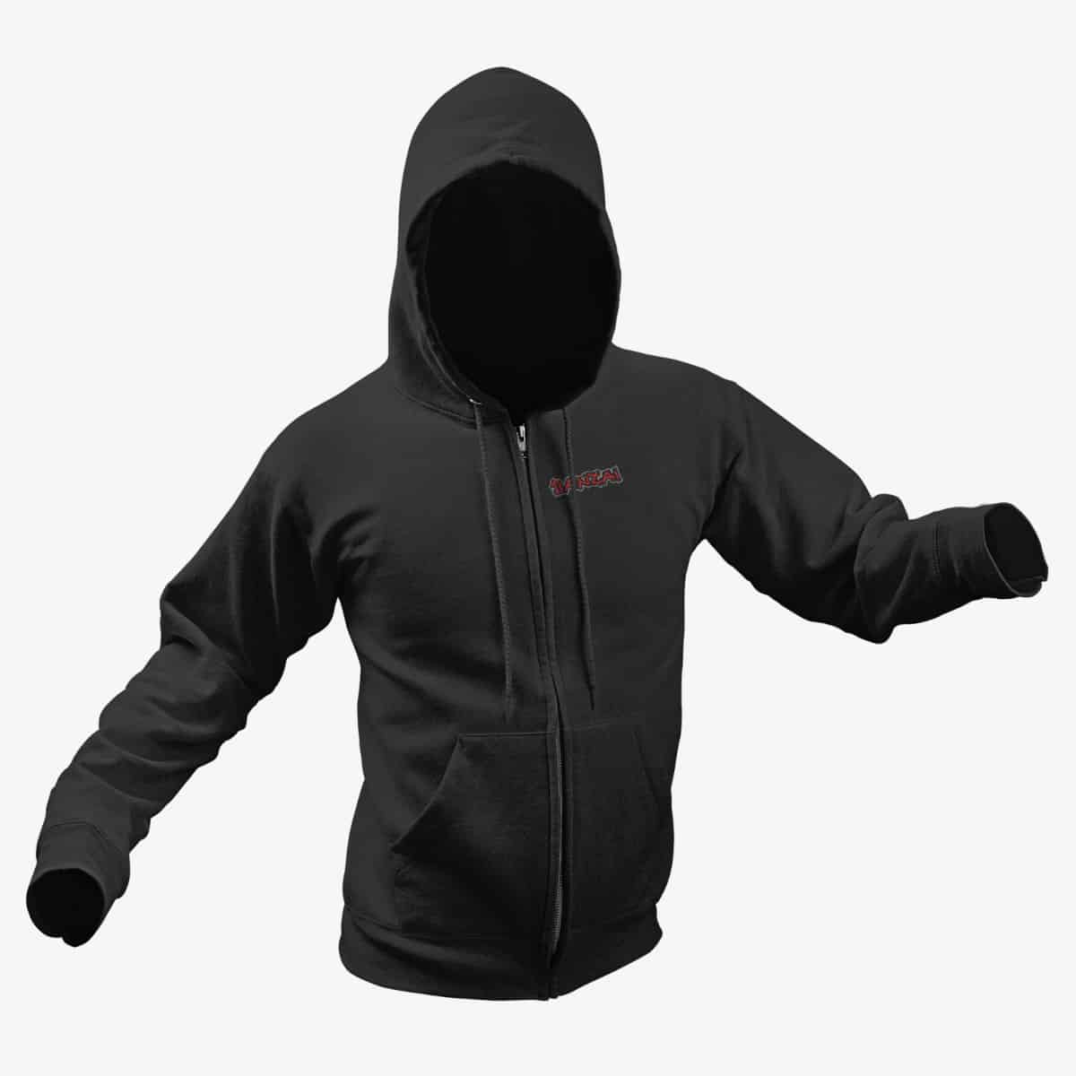 Banzai Zip Hoodie, Banzai Logo Black Zipper Hoodie, Hard Rock Merchandise