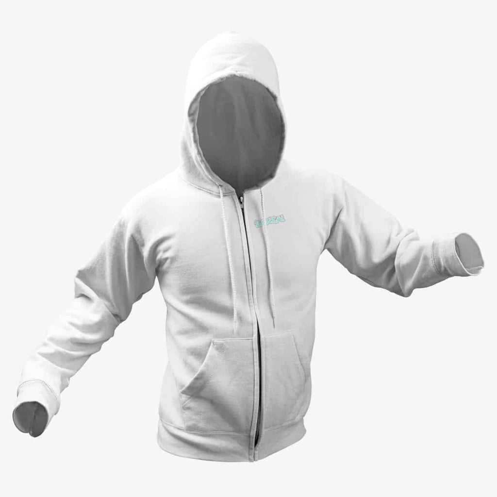 Banzai Zip Hoodie, Banzai Logo White Zipper Hoodie, Hard Rock Merchandise