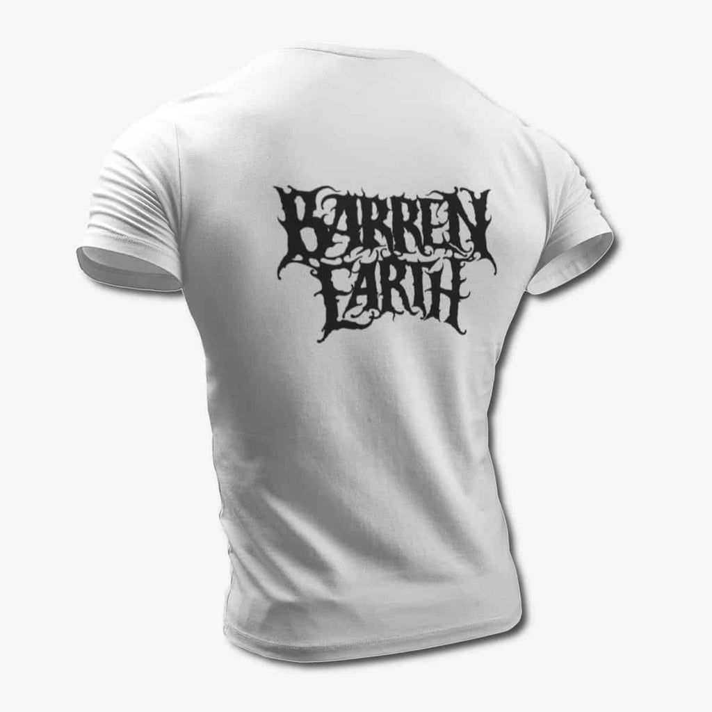 Barren Earth T-Shirt, Barren Earth Logo White Tee Shirt, Progressive Melodic Death Metal Merchandise