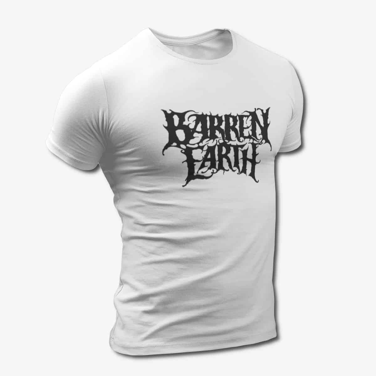 Barren Earth T-Shirt, Barren Earth Logo White Tee Shirt, Progressive Melodic Death Metal Merchandise