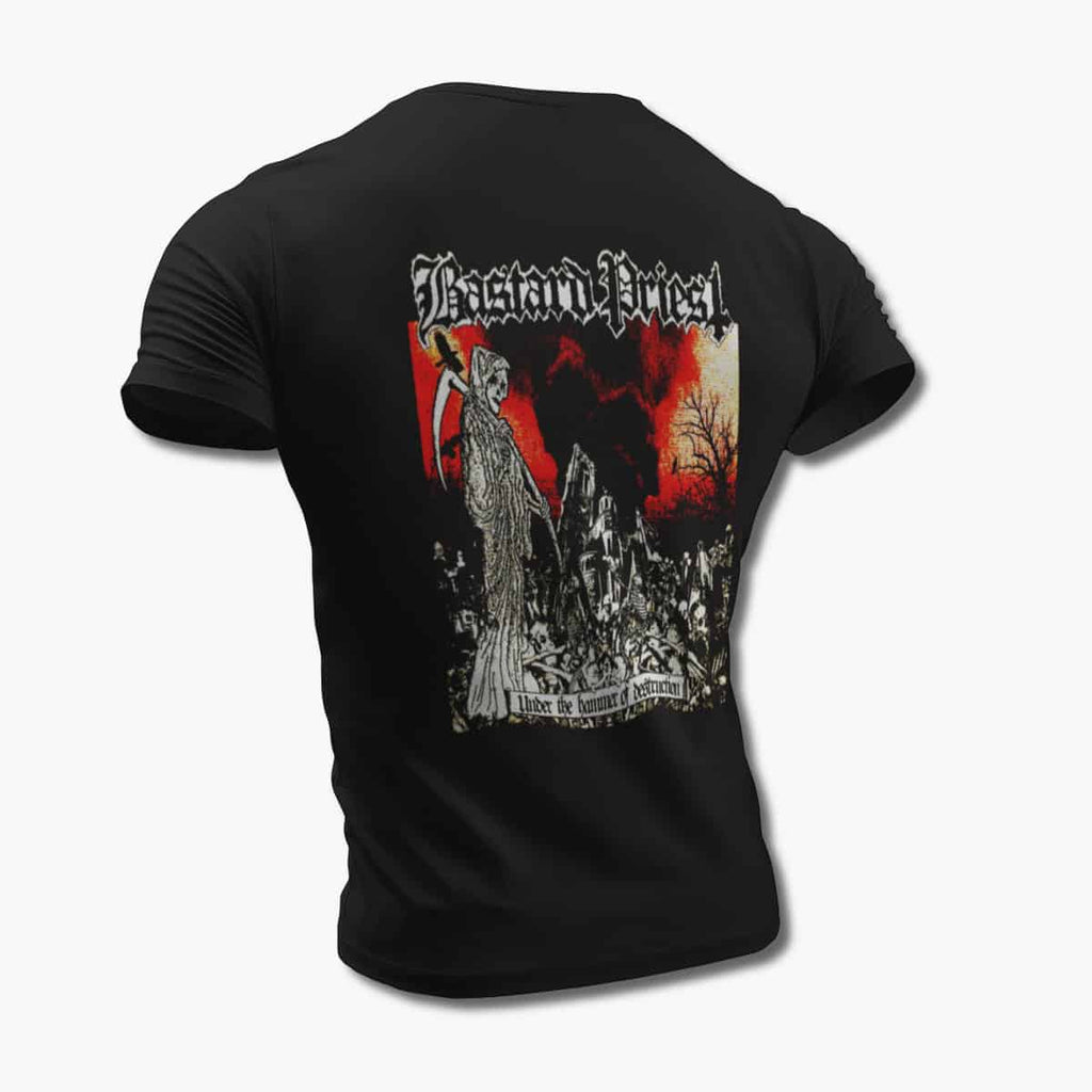 Bastard Priest Band T-Shirt, Bastard Priest Under The Hammer of Destruction Black Tee Shirt, Death Metal Merchandise