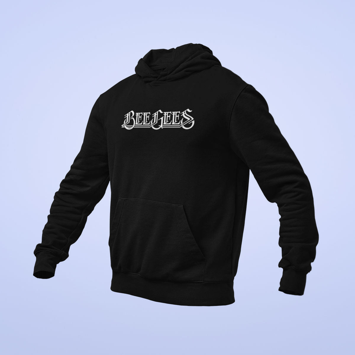 Bee Gees Hoodie, Bee Gees Band Logo Black Hoodie, Soft Rock Merchandise