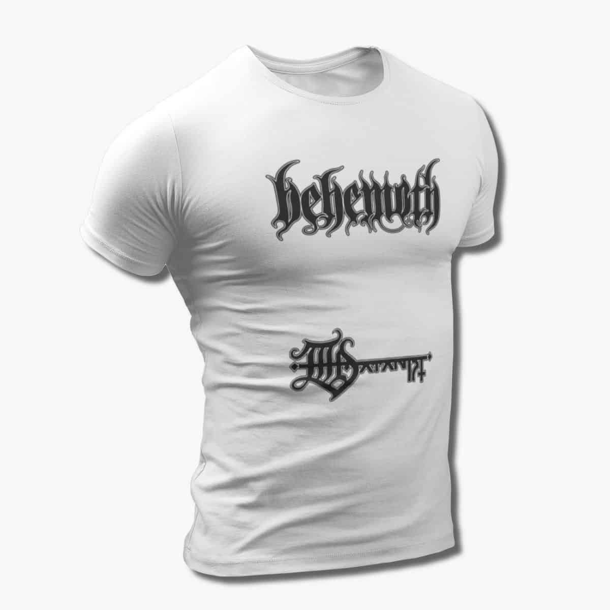 Behemoth Band T-Shirt, Behemoth The Satanist Artwork White Tee Shirt, Death Metal, Black Metal Merchandise