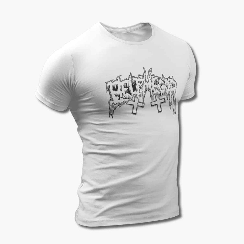 Belphegor Band T-Shirt, Belphegor Logo White Tee Shirt, Black Metal Merchandise