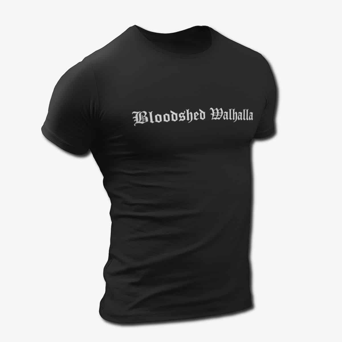 Bloodshed Walhalla Band T-Shirt, Bloodshed Walhalla Text Logo Tee Shirt, Viking Metal Merch
