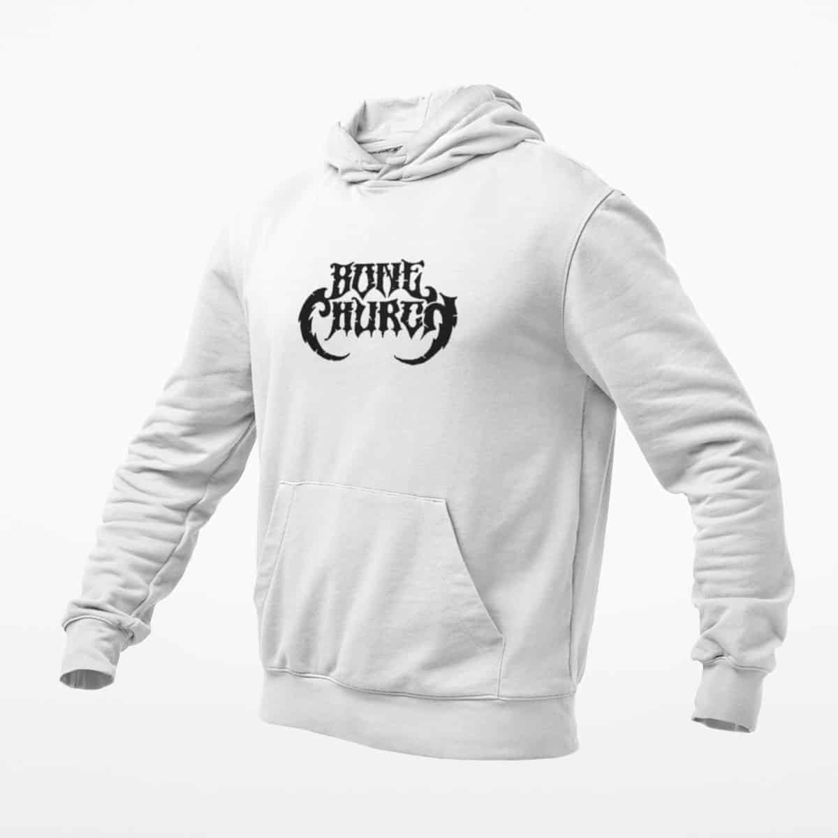 Bone Church Hoodie, Bone Church Logo White Hoodie, Stoner Metal Merchandise