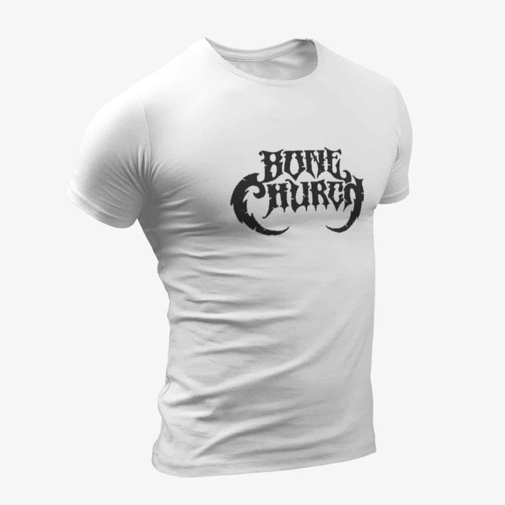 Bone Church T-Shirt, Bone Church Logo White T-Shirt, Stoner Metal Merchandise